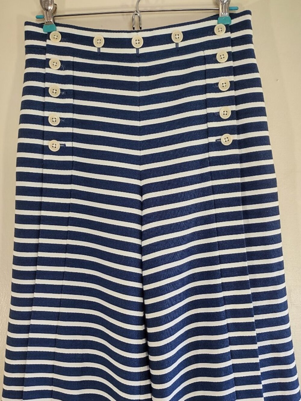 J. Crew Nautical Stripe Sailor Pant Size 4 Wide Leg Coastal Beach Resort - Picture 6 of 12